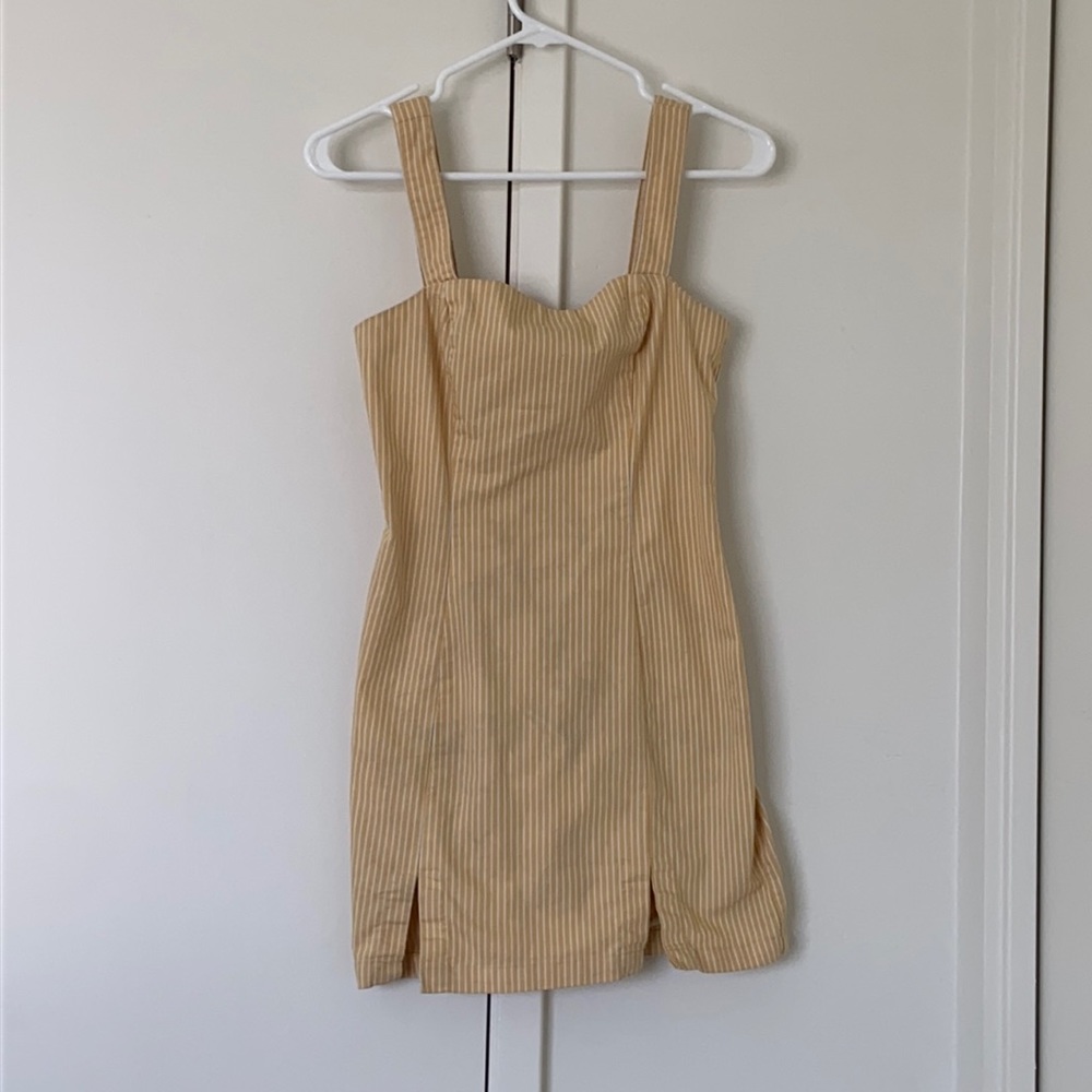 Yellow pinstripe dress